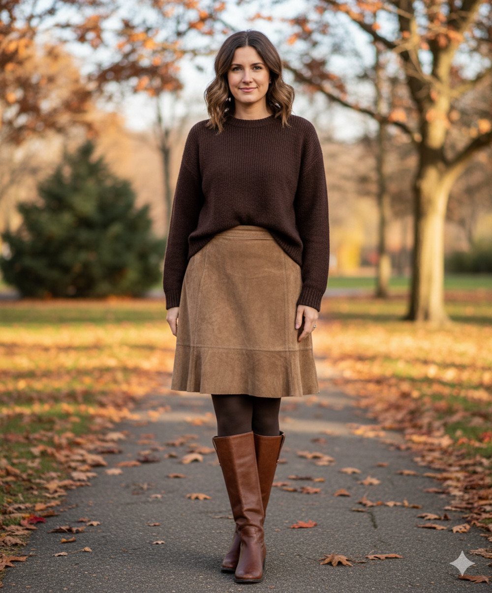 Vintage Napa Valley Women's Suede Leather Skirt Taupe Ruffled Side Zip Size-10P